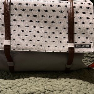 Min & Mon off White, REVERSIBLE colorful Brown Straps and Black Eye Pattern